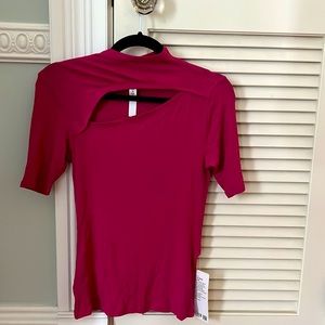 NWT Hot Pink tight tee with keyhole cutout
